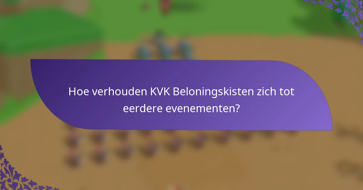 Hoe verhouden KVK Beloningskisten zich tot eerdere evenementen?
